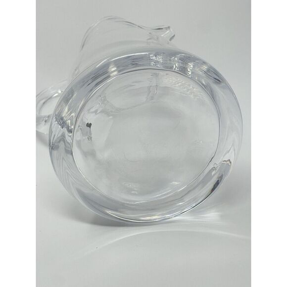 ROSENTHAL Germany Clear Crystal Signed 9" Pinch Lip Pitcher Handle Heavy Bottom - Picture 3 of 6